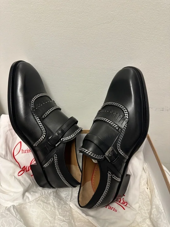 Christian Louboutin MONKOCHAIN Single-Monk strap Leather Chain Loafers (Men : 9) - Picture 9 of 17